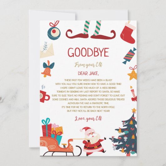 Afscheid van de kerstbrief van Elf Kaart (Voorkant)
