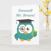 Afscheid van de leerkracht, Schattigee lerarenuil Kaart (Gele Bloem)