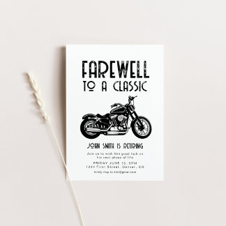 Afscheid van een Classic Retirement Motorcycle Inv Kaart