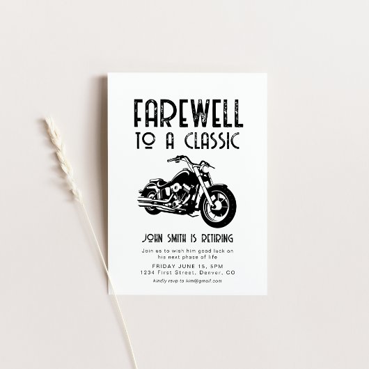 Afscheid van een Classic Retirement Motorcycle Inv Kaart