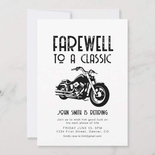 Afscheid van een Classic Retirement Motorcycle Inv Kaart (Voorkant)