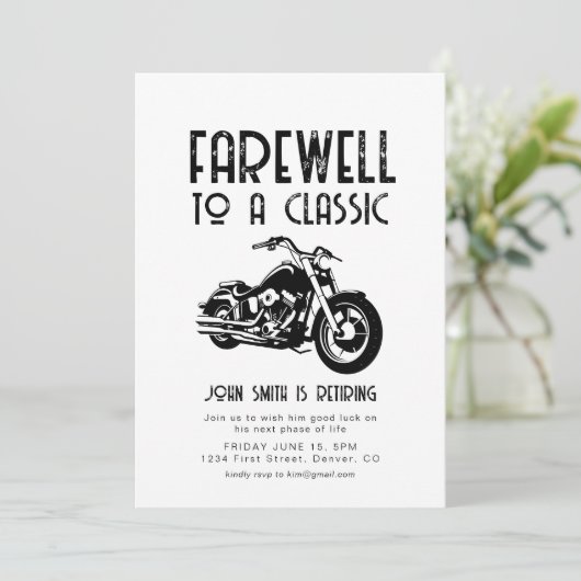 Afscheid van een Classic Retirement Motorcycle Inv Kaart (Staand voorkant)