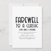 Afscheid van een Classic Retirement Party Uitnodig Kaart (Voorkant)