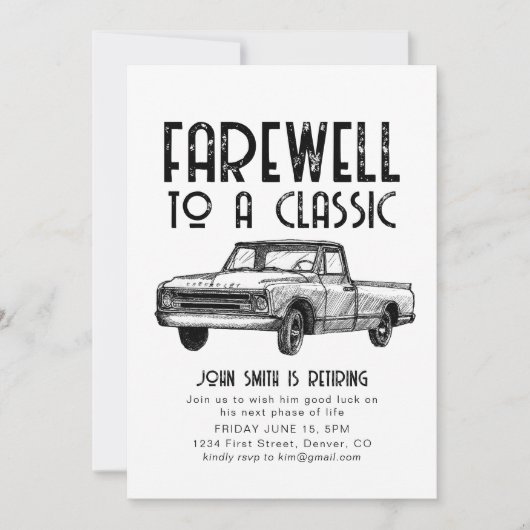 Afscheid van een Classic Retirement Party Uitnodig Kaart (Voorkant)