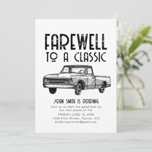 Afscheid van een Classic Retirement Party Uitnodig Kaart (Staand voorkant)