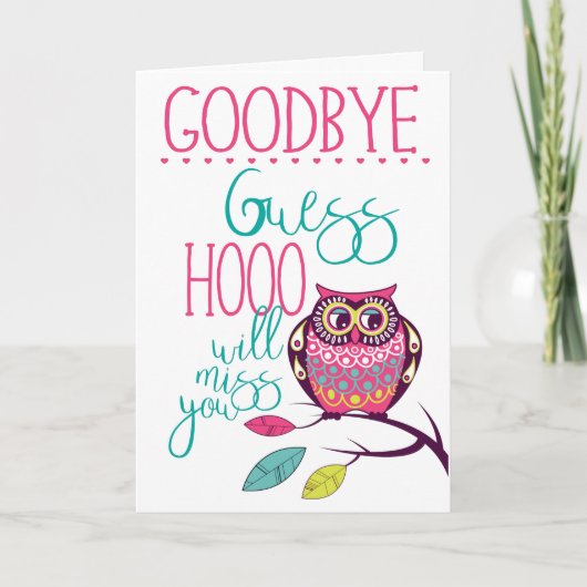 Afscheid van Funny Farewell Owl Kaart (Voorkant)