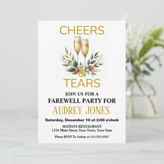 Afscheid van het feest kaart (Staand voorkant)