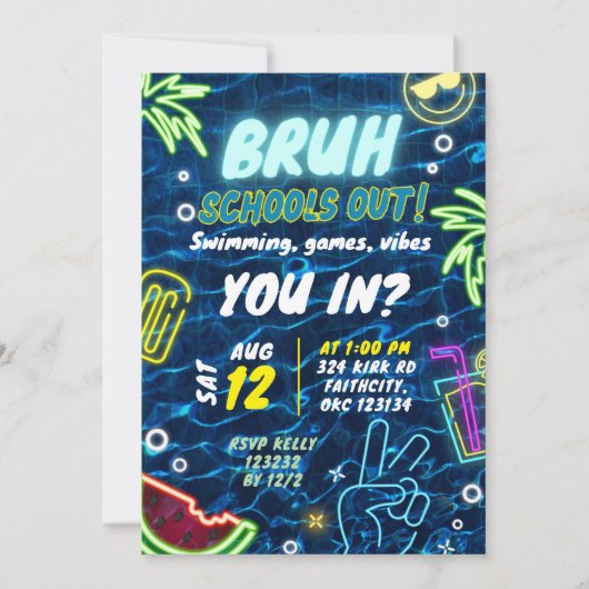 Afscheid van school Pool Party Splash Summer Kaart (Voorkant)