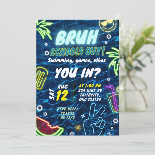 Afscheid van school Pool Party Splash Summer Kaart (Staand voorkant)