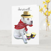 Afscheid Witte Boxer pup met Bongos wenskaart Kaart (Gele Bloem)