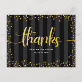 Afscheid zwart goud glitterscript bedankt briefkaart (Voorkant)