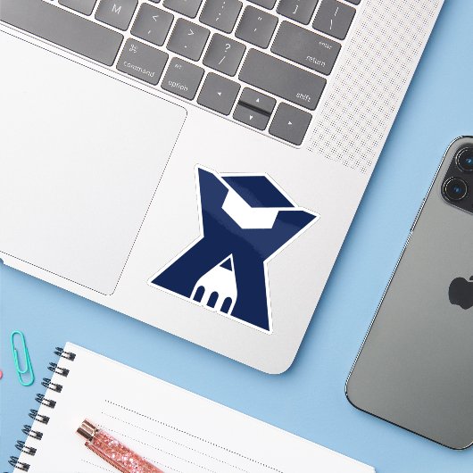 Afscheidbrief X Monogram met Potlood Sticker (Laptop met iPhone)