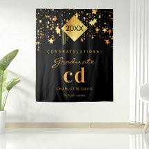 Afscheidfeest zwart goud afgestudeerde naam 2026