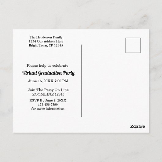 Afscheidfoto diploma uitnodiging kaart (Achterkant)