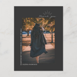 Afscheidfoto grijze lijngratificatie Bedankt Briefkaart