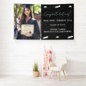 Afscheidfoto, Hoed en Diploma Navyblauw Sjabloon Spandoek (Insitu)