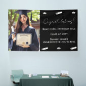 Afscheidfoto, Hoed en Diploma Navyblauw Sjabloon Spandoek (Beurs)