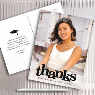 Afscheidfoto met moderne typografie bedankt briefkaart