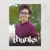Afscheidfoto met witte typografie bedankt briefkaart (Voorkant)