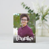 Afscheidfoto met witte typografie bedankt briefkaart (Staand voorkant)