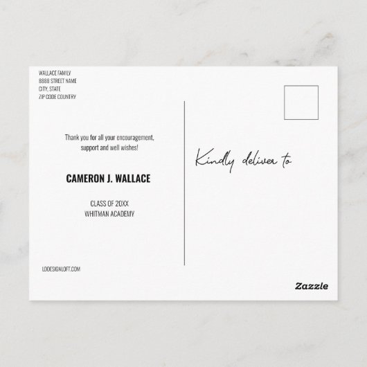 Afscheidfoto Moderne handlettering dank je Briefkaart (Achterkant)