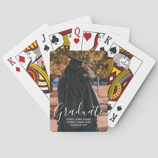 Afscheidfoto op maat moderne stijlvolle script  pokerkaarten (Achterkant)