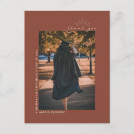 Afscheidfoto Terracotta Lijnkunst Bedankt   Briefkaart