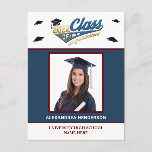 Afscheidfoto van afgestudeerde Congrats Invite-kaa Briefkaart (Voorkant)
