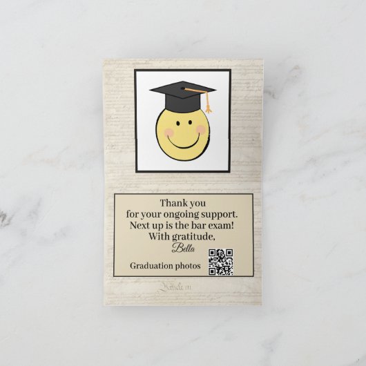 Afscheidfoto van afgestudeerde juridisch assistent bedankkaart (Binnen)