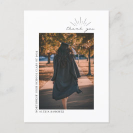 Afscheidfoto Zwart & Wit Lijnkunst Bedankt Briefkaart