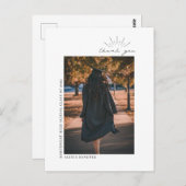 Afscheidfoto Zwart & Wit Lijnkunst Bedankt Briefkaart (Voorkant / Achterkant)