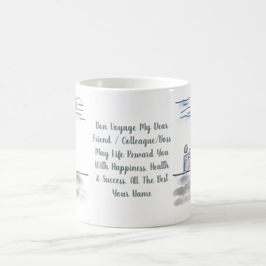 Afscheids Geschenk Gepersonaliseerd Bonvoyage Kopp Koffiemok (Center)