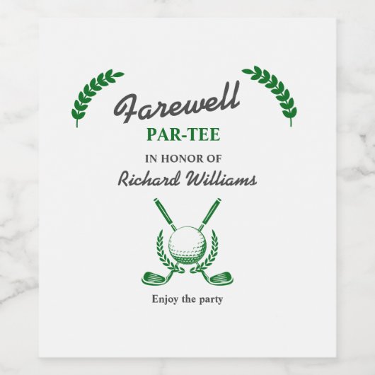 Afscheids Pensioen Golfclub Krans Themaparty Wijn Etiket (Enkel label)