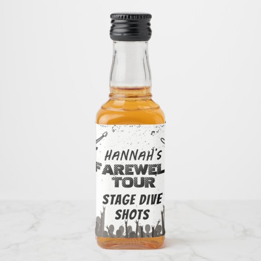 Afscheids Tour Punk Rock Vrijgezellenfeestje Likeurfles Etiket (Voorkant)