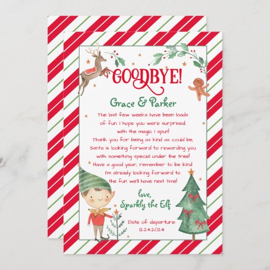 Afscheidsbrief van Uw Kerst Elf Kaart (Voorkant / Achterkant)