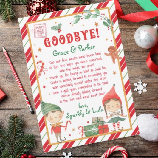 Afscheidsbrief van Uw Kerst Elfen Kaart