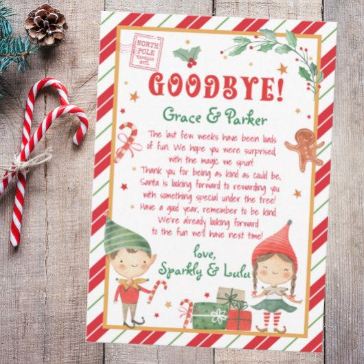 Afscheidsbrief van Uw Kerst Elfen Kaart