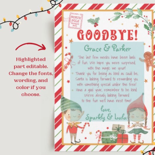 Afscheidsbrief van Uw Kerst Elfen Kaart