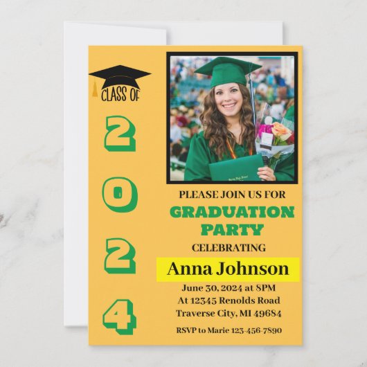 Afscheidscade Gele Uitnodigingskaart van het Jaar Kaart (Voorkant)