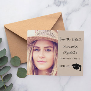 Afscheidscade mocha beige Save the Date kaart