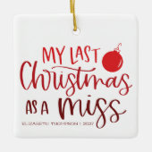 Afscheidscadeau als ongetrouwde vrouw met rode let keramisch ornament (Voorkant)
