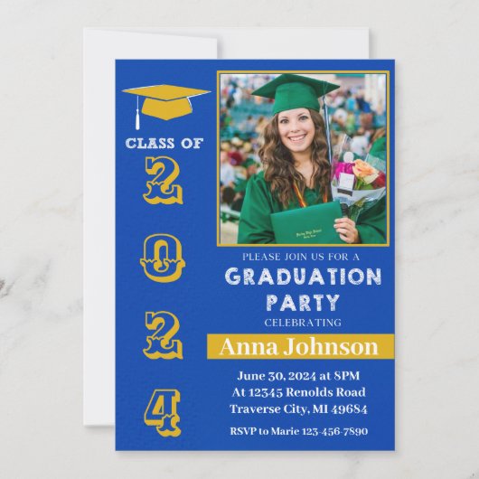 Afscheidscadeau eindexamenklas 2024 Blauw Geel Kaart (Voorkant)