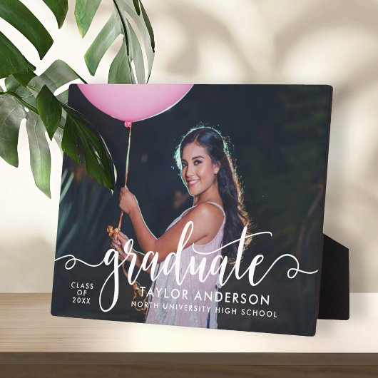 Afscheidscadeau met witte scriptletter foto fotoplaat