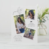 Afscheidscadeau voor afgestudeerde met 3 foto's kaart (Staand voorkant)