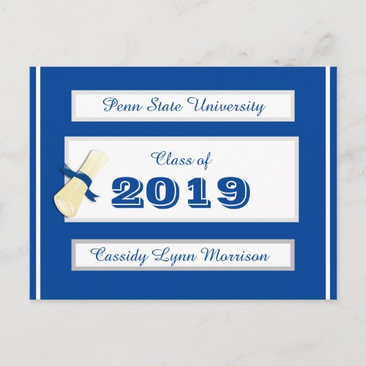 Afscheidscadeauset blauwwit briefkaart (Voorkant)