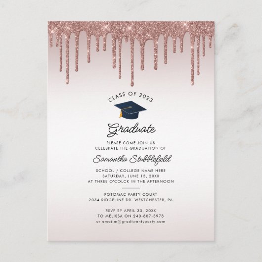 Afscheidsceremonie 2025 Typografie Senior Afstudee Uitnodiging Briefkaart (Voorkant)