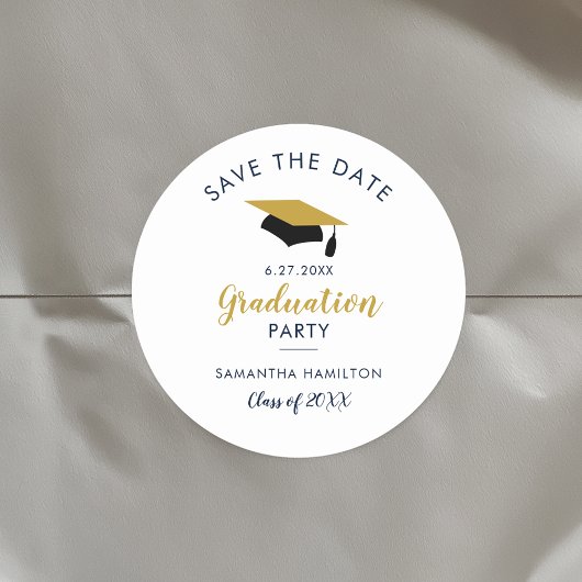 Afscheidsceremonie 2026 Script Save the Date Grad  Ronde Sticker