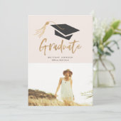Afscheidsceremonie Muts en Kwast Goud Folie Foto F Kaart (Staand voorkant)
