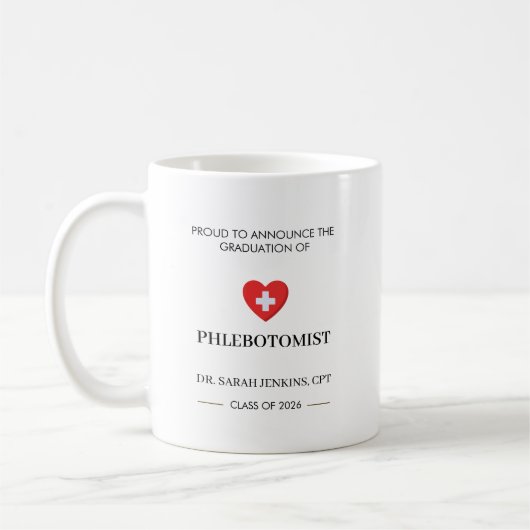 Afscheidsceremonie van 2026 Flebotomist CPT Koffiemok (Links)