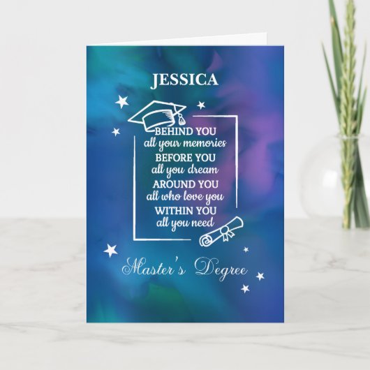 Afscheidscitaat bij afstuderen aan de masteropleid kaart (Voorkant)